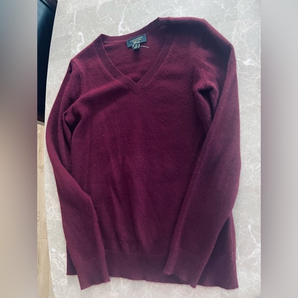 100% Cashmere Burgundy Charter Club Red V-Neck Sweater - Picture 9 of 13
